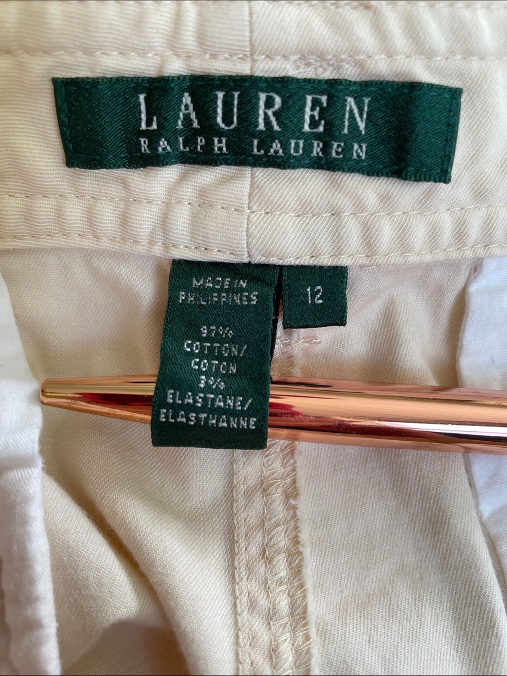 Lauren Ralph Lauren Butter Yellow Cargo Capri Pants Size 12 Stretch Cotton - Picture 8 of 9